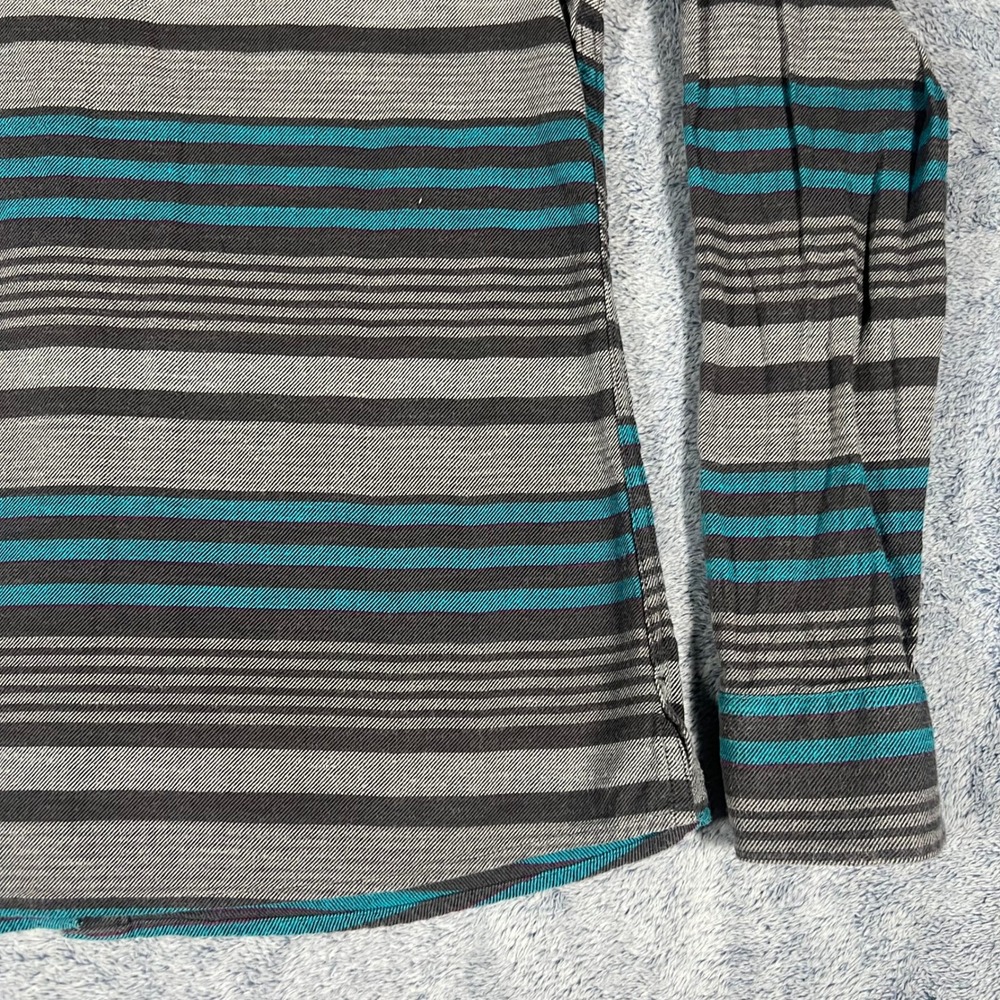 Patagonia Womens Organic Cotton‎ Striped Button Down Shirt Grey Teal Size 6 - Picture 16 of 16